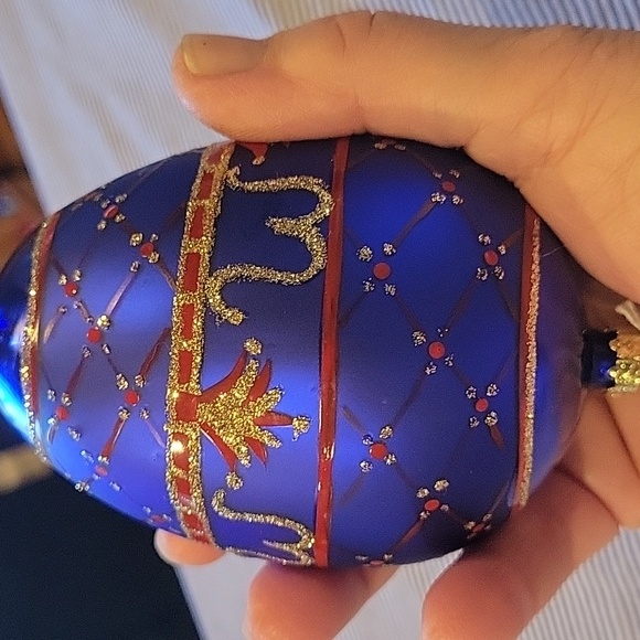 Fabrege Style Christmas Ornament, Handblown/painted,glitter,NWT - Picture 6 of 8